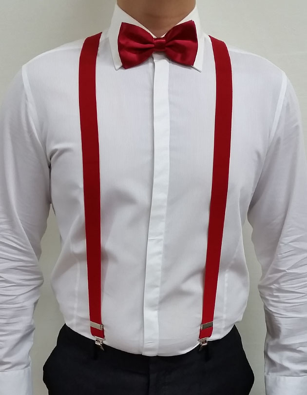 Suspenders in  Dark Red